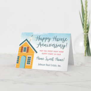 Happy House Anniversary From Realtor Thank You Car Card
