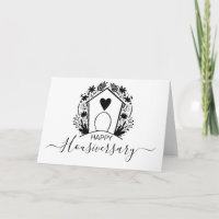 Happy Housiversary Card, Floral House Outline
