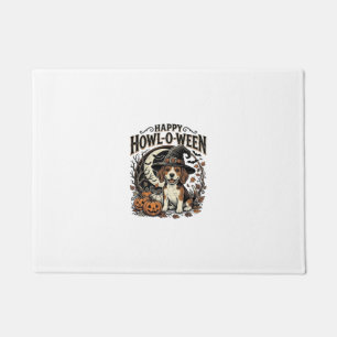 Happy Howl-O-Ween Beagle Witch Hat Halloween Shirt Doormat