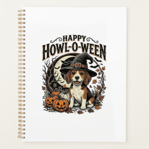 Happy Howl-O-Ween Beagle Witch Hat Halloween Shirt Planner