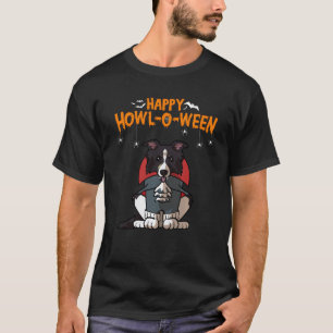 Happy Howl O Ween Border Collie Vampire Dog Hallow T-Shirt