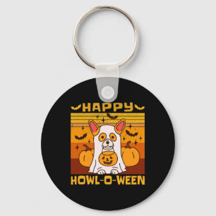 Happy Howl-o-ween Corgi Halloween Costume Keychain