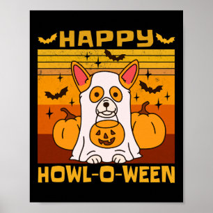 Happy Howl-o-ween Corgi Halloween Costume  Poster