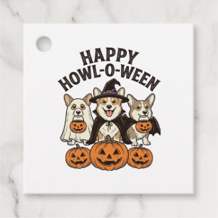 Happy Howl-O-Ween Corgi Halloween Dog Vector Desig Favour Tags