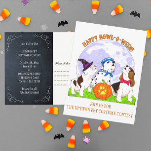 Happy Howl-o-Ween Dogs Halloween Invitation Postcard
