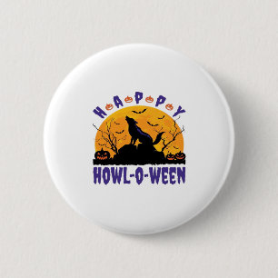Happy Howl O Ween Howling Halloween Dog Essential  2 Inch Round Button
