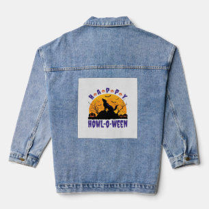 Happy Howl O Ween Howling Halloween Dog Essential Denim Jacket
