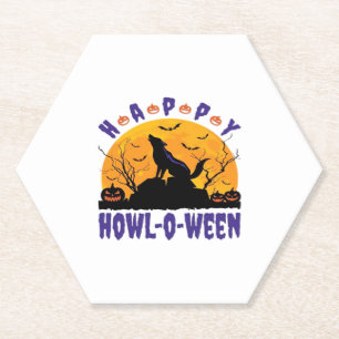 Happy Howl O Ween Howling Halloween Dog Essential  Paper Coaster