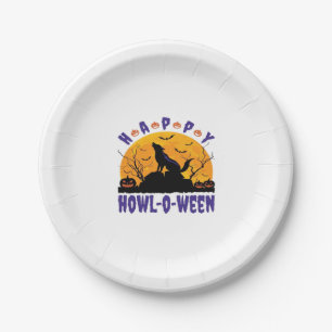 Happy Howl O Ween Howling Halloween Dog Essential Paper Plate