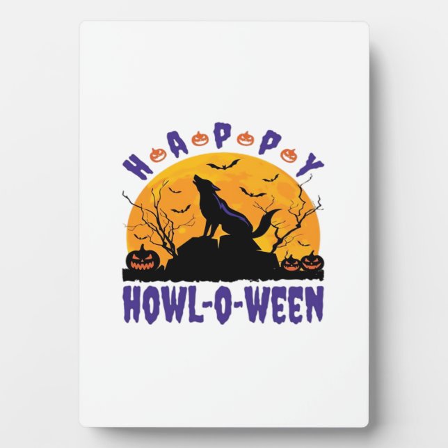 Happy Howl O Ween Howling Halloween Dog Essential  Plaque (Front)