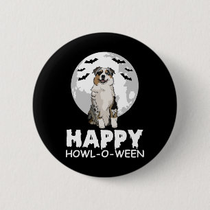 Happy Howl-o-ween Lazy Halloween Costume Cute Dog 2 Inch Round Button