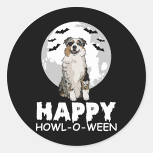 Happy Howl-o-ween Lazy Halloween Costume Cute Dog  Classic Round Sticker