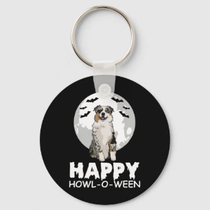 Happy Howl-o-ween Lazy Halloween Costume Cute Dog Keychain