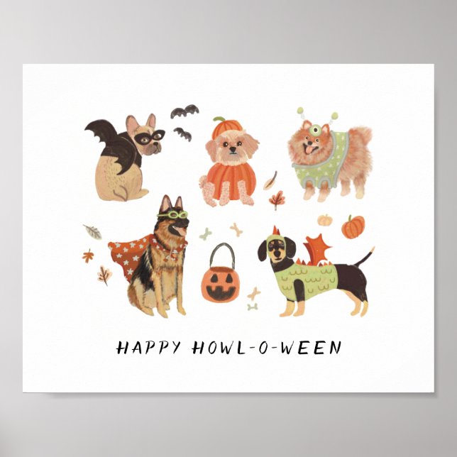 Happy Howl-o-ween Painted Dogs Poster (Front)