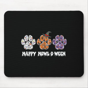 Happy Howl-o-ween Paw Print Halloween  Mouse Pad