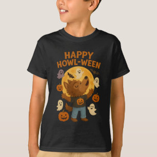 Happy Howl-ween Adorable Werewolf Halloween T-Shirt