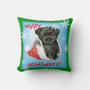 Happy Howliday Affenpinscher Throw Pillow