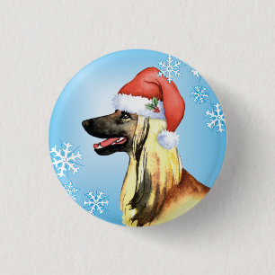 Happy Howliday Afghan Hound 1 Inch Round Button