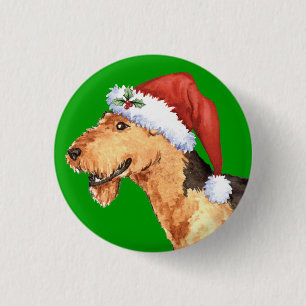 Happy Howliday Airedale 1 Inch Round Button