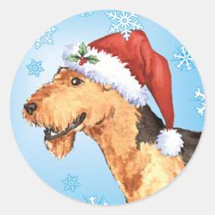 Happy Howliday Airedale Classic Round Sticker