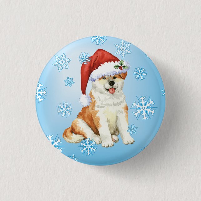 Happy Howliday Akita 1 Inch Round Button (Front)