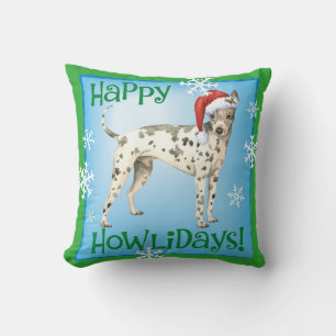 Happy Howliday American Hairless Terrier Throw Pillow
