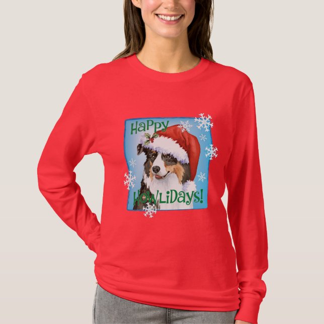 Happy Howliday Aussie T-Shirt (Front)