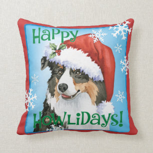 Happy Howliday Aussie Throw Pillow