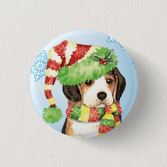 Happy Howliday Beagle 1 Inch Round Button (Front)