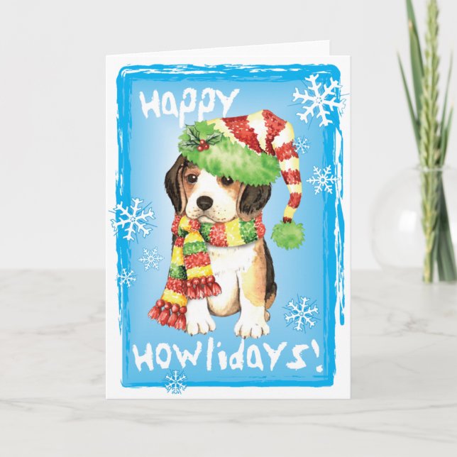 Happy Howliday Beagle Holiday Card (Front)