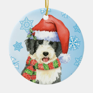 Happy Howliday Beardie Ceramic Ornament