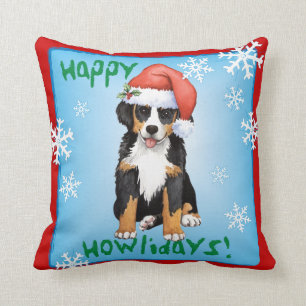 Happy Howliday Berner Throw Pillow
