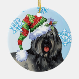 Happy Howliday Bouvier Ceramic Ornament