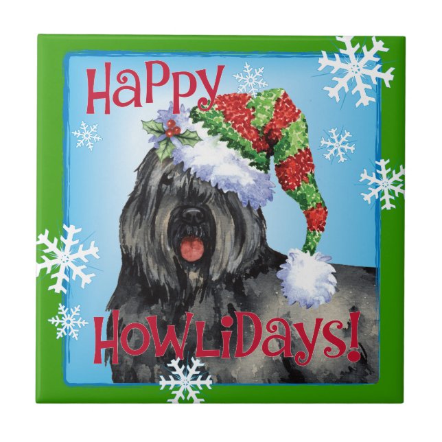 Happy Howliday Bouvier Tile (Front)
