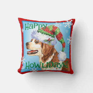 Happy Howliday Brittany Throw Pillow