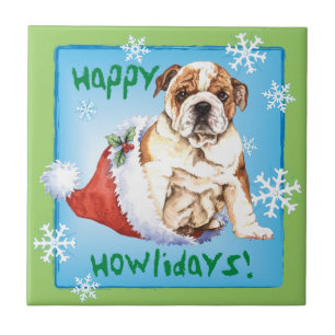 Happy Howliday Bulldog Tile