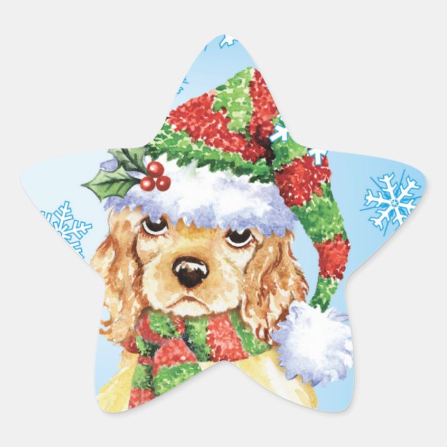 Happy Howliday Cocker Spaniel Star Sticker (Front)