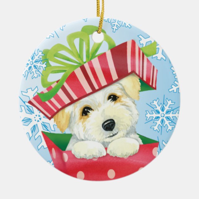 Happy Howliday Coton Ceramic Ornament (Front)