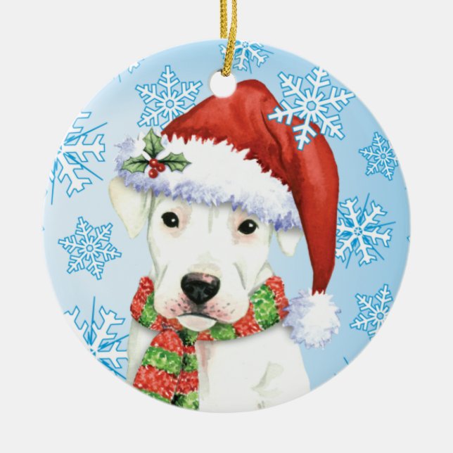 Happy Howliday Dogo Ceramic Ornament (Front)