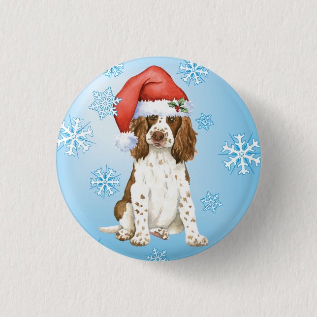 Happy Howliday English Springer Spaniel 1 Inch Round Button (Front)