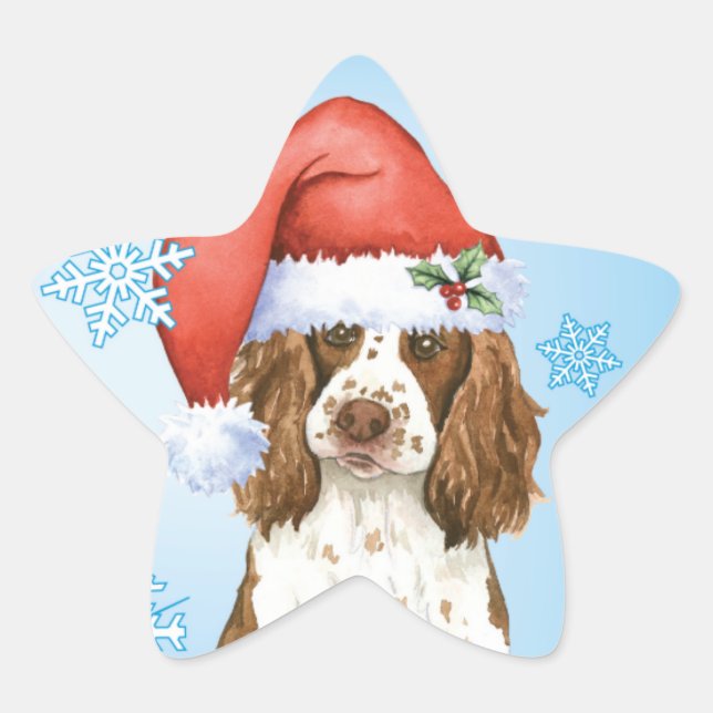 Happy Howliday English Springer Spaniel Star Sticker (Front)
