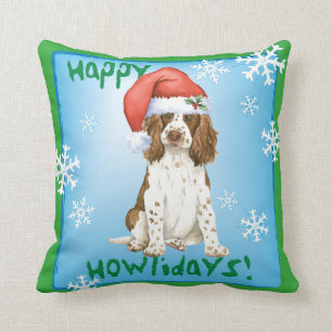 Happy Howliday English Springer Spaniel Throw Pillow