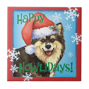 Happy Howliday Finnish Lapphund Tile