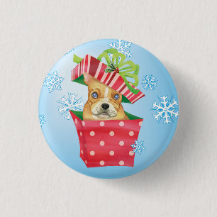 Happy Howliday French Bulldog 1 Inch Round Button