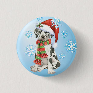 Happy Howliday Great Dane 1 Inch Round Button