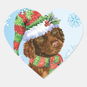 Happy Howliday Irish Water Spaniel Heart Sticker
