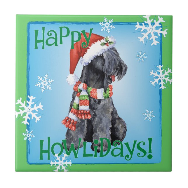 Happy Howliday Kerry Blue Terrier Tile (Front)