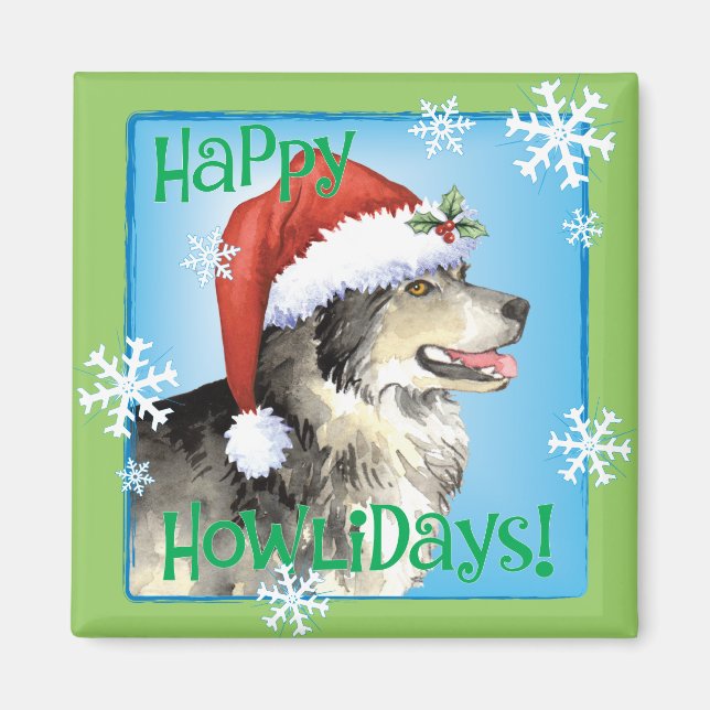 Happy Howliday Malemute Magnet (Front)