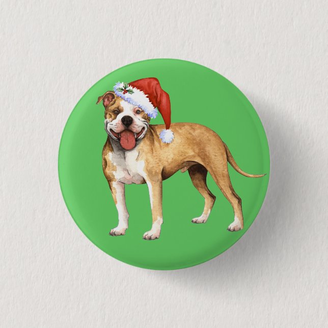 Happy Howliday Pit Bull Terrier 1 Inch Round Button (Front)