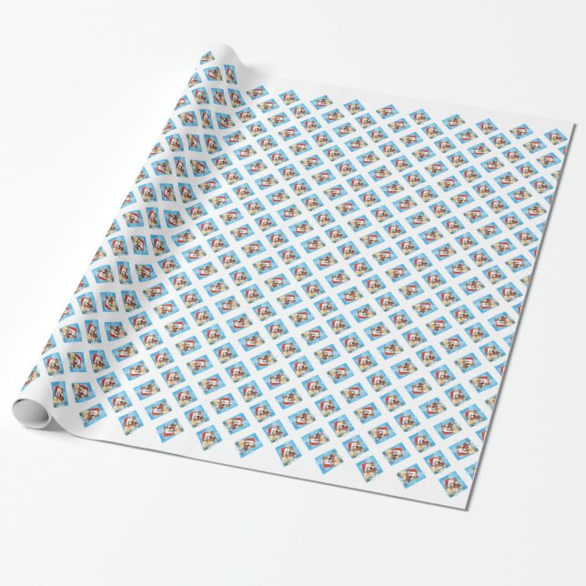 Happy Howliday Pit Bull Terrier Wrapping Paper (Unrolled)